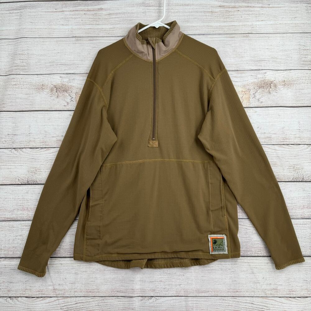 USMC FROG Flame Resistant Combat Shirt‎ Mens Large Tan Brown 1/4 Zip Peckham